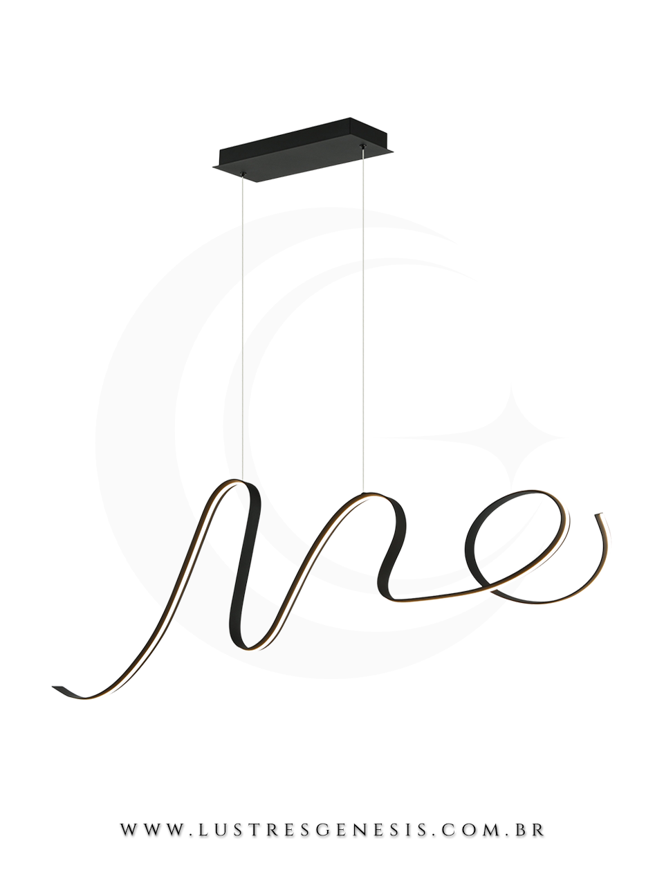 Lustre Pendente de LED Moderno 160cm Preto Lustres Genesis loja online de Lustres e Iluminação Decorativa